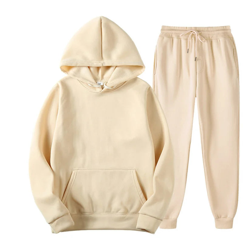 Spring Autumn Fashion sports suit Casual Women Hoodies+trousers two-piece Set Solid Color Daily commuting Women's tracksuit