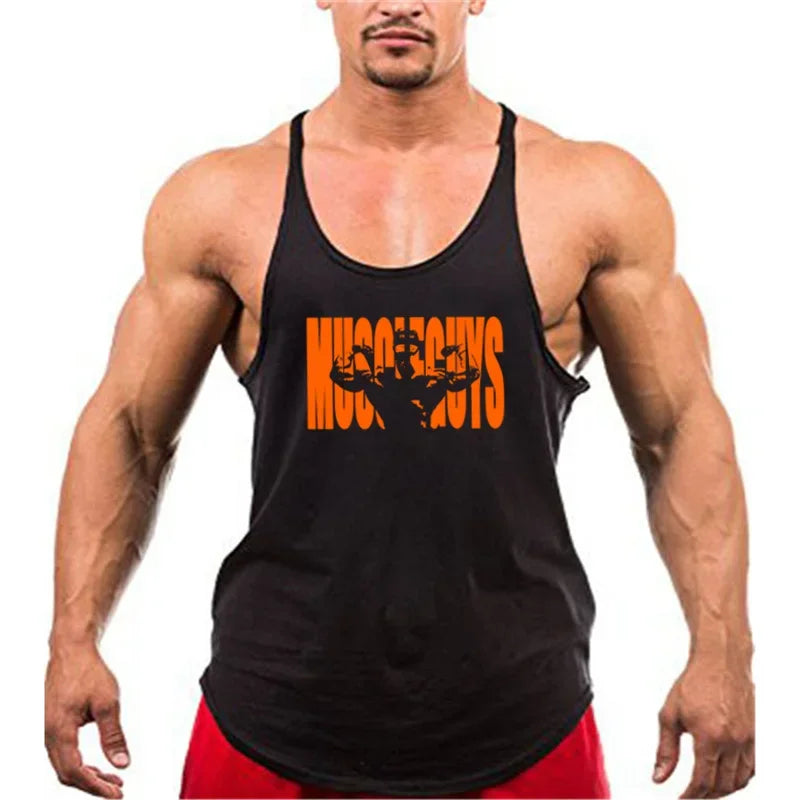 Muscle guys Gyms Tank Top Men Workout Clothing Bodybuilding Stringer Men Vests Cotton Y back Singlets debardeur fitness homme