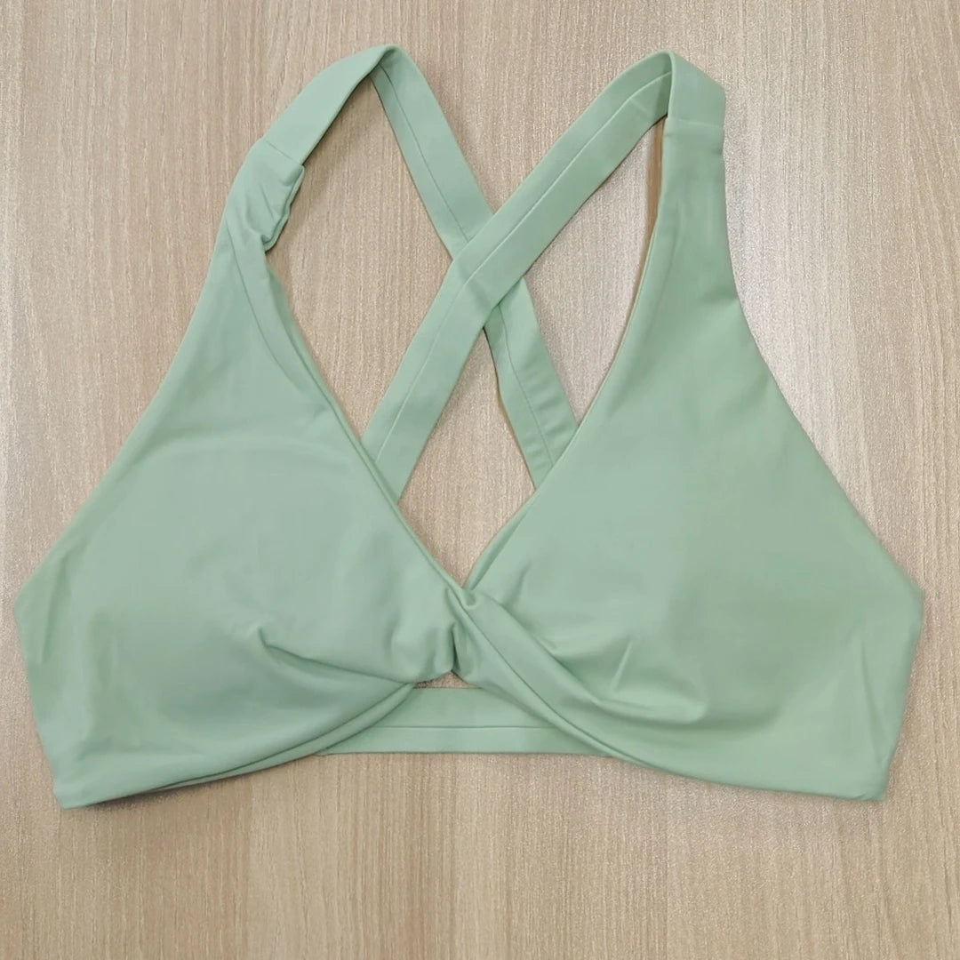 SHINBENE Women's Twist Workout Sports Bras Back Cross Padded Low Impact Fitness Bra Yoga Crop Tops - ATFH