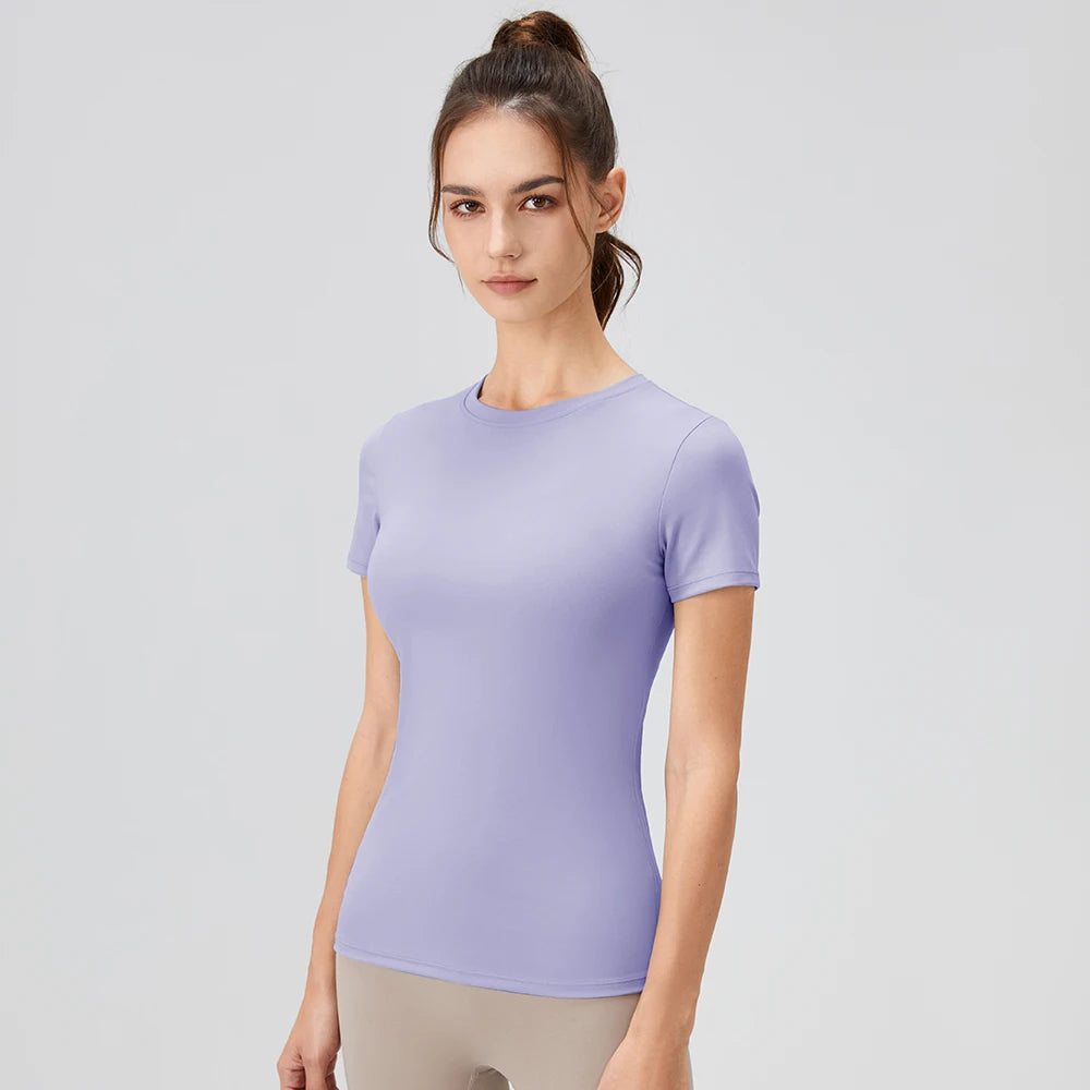 2024 Women Sports Shirt Tight Yoga top Quick Dry Gym Top Outdoor Short Sleeve  Running Sportswear Women T-shirts - ATFH
