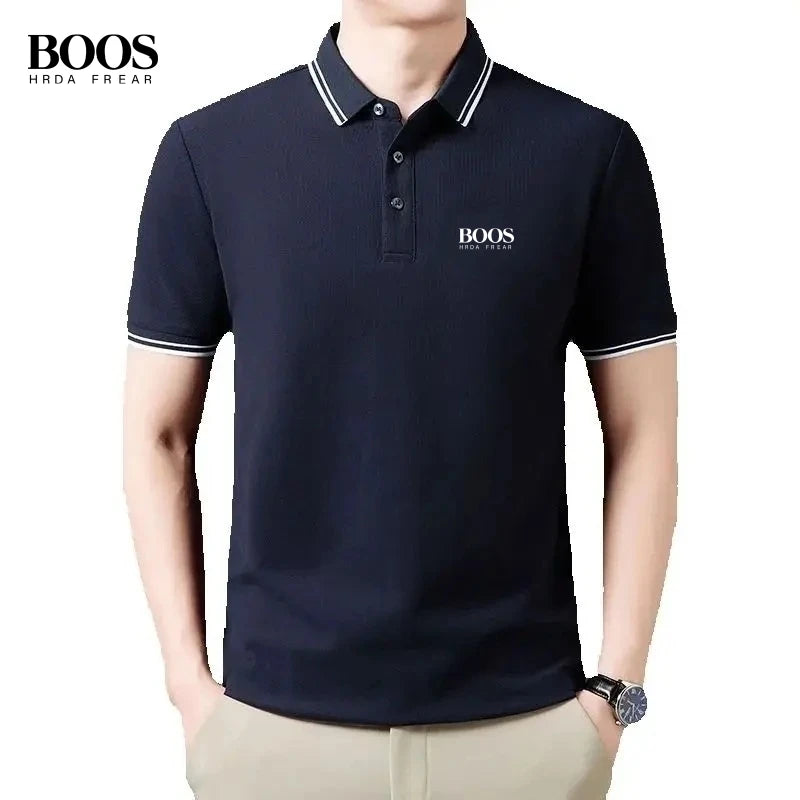 Summer men's high-quality embroidered logo short sleeved polo shirt, new fashionable and casual breathable T-shirt top