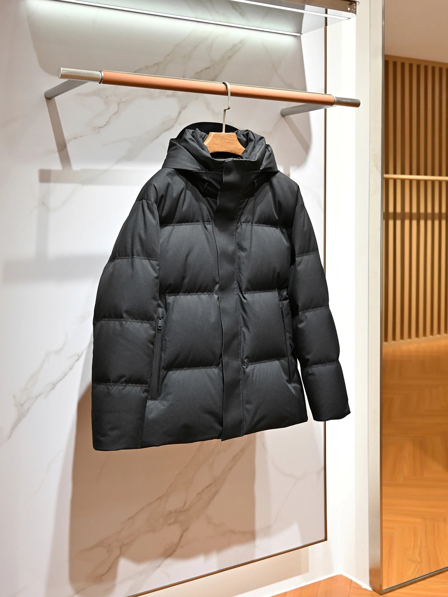 Men's Thickened Warm Detachable Hooded down Jacket 90% White Goose down Puffer Coat for Cold Weather