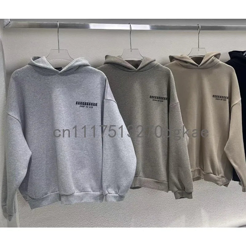 25SS Men's Oversized Hoodies Jogging Set Luxury Design Front and Rear 3D Silicone Letter Hoodie High Street Couple Coat Suit