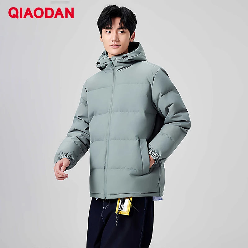 QIAODAN Men's Down Jackets Winter New High Quality Warm Short Coat Fashion Outdoor Windproof Hooded Tops Outerwear QXEGM3244010