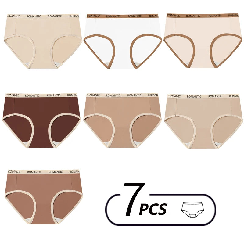 7PCS/Set Cotton Women Panties Breathable Underwear Week Pants Girls Briefs Solid Panty Underpants Sexy Low Waist Female Lingerie