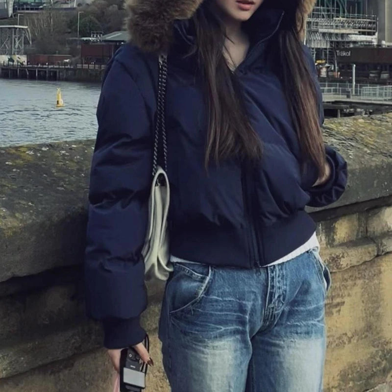 Women's Short Cotton Jacket Winter New Style, Waist-cinched Thickened Cotton Coat, Petite Bread Jacket ATFH