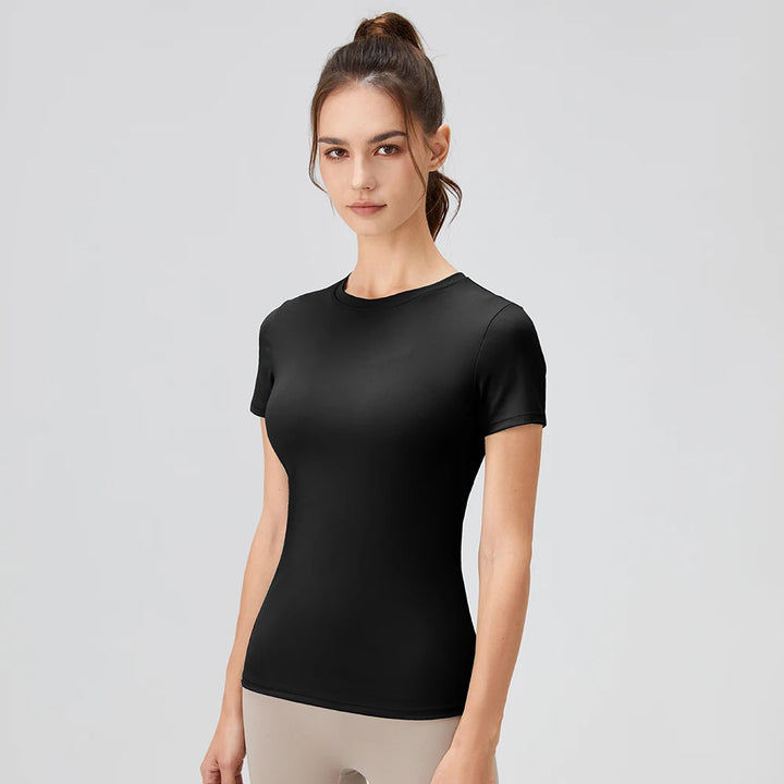 2024 Women Sports Shirt Tight Yoga top Quick Dry Gym Top Outdoor Short Sleeve  Running Sportswear Women T-shirts - ATFH