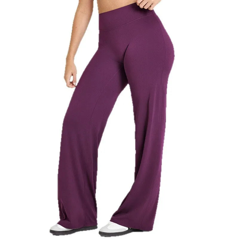NCLAGEN Sport Trousers SoftMotion Straight-Leg Pants Women's High Waist Yoga Bottoms GYM Naked Feel Pilates Running - ATFH