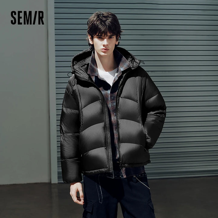 Semir Men Down Jacket Modern Style Outdoor Panel Design Hooded Water Repellent 2026 New Winter Daily Wear Urban Casual Style