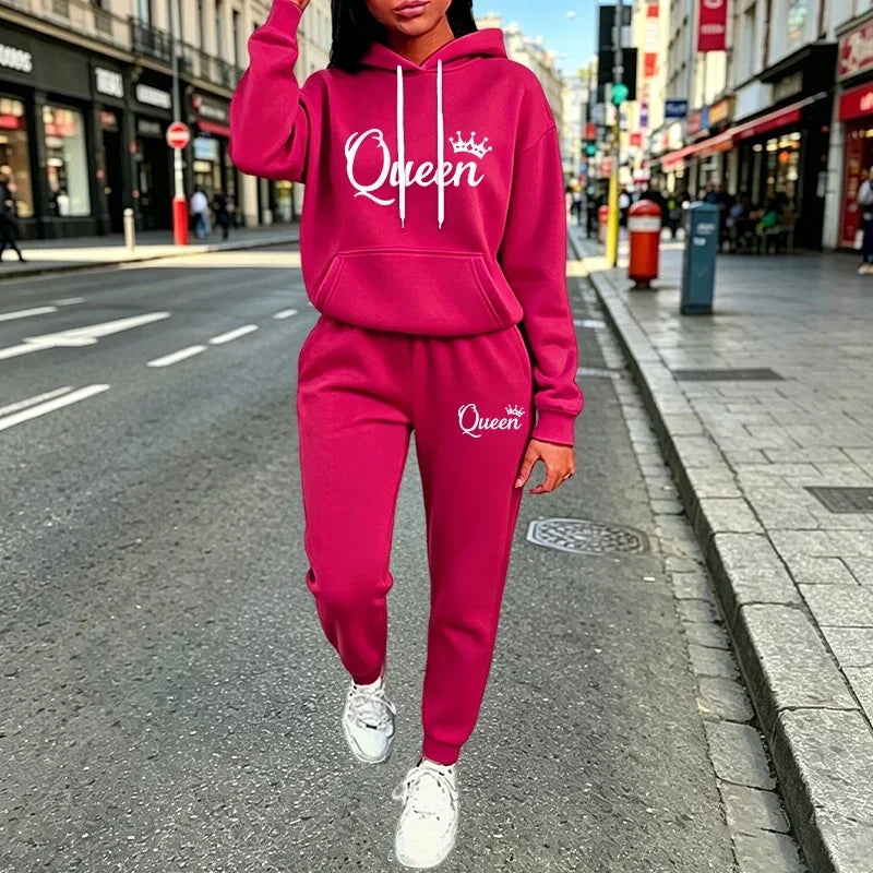 2 Pcs Suit Outdoor Sports Clothes Outfits Autumn Winter Quality Woman Pants Sets 2026 Womens Tracksuit Casual Hooded Sweatshirt