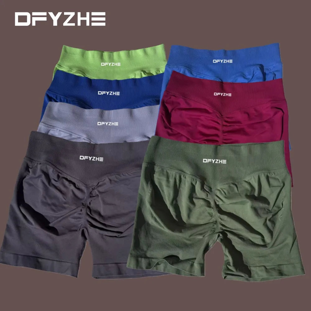 DFYZHE Women's Impact Shorts 4.5" – Seamless High Waist Ribbed Workout Shorts for Yoga Cycling & Fitness Tahsi Fashion House