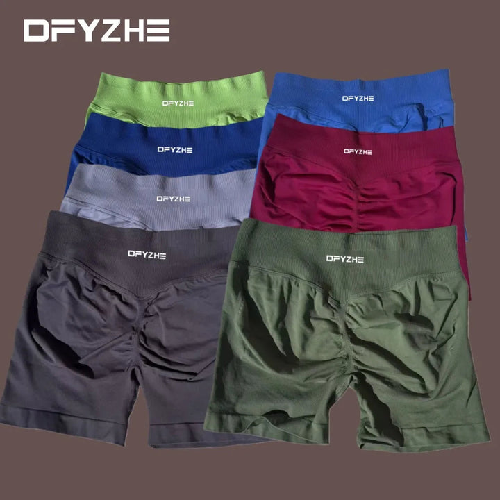 DFYZHE Women's Impact Shorts 4.5" – Seamless High Waist Ribbed Workout Shorts for Yoga Cycling & Fitness Tahsi Fashion House
