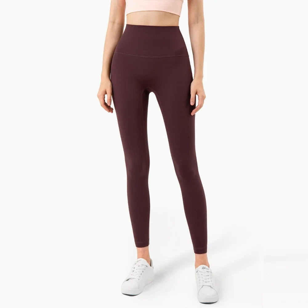 Solid Color High Waist Yoga Legging Athletic soft Women Sport Pant Tight Butter Gym Comprehensive Training Jog Back Waist Pocket - ATFH