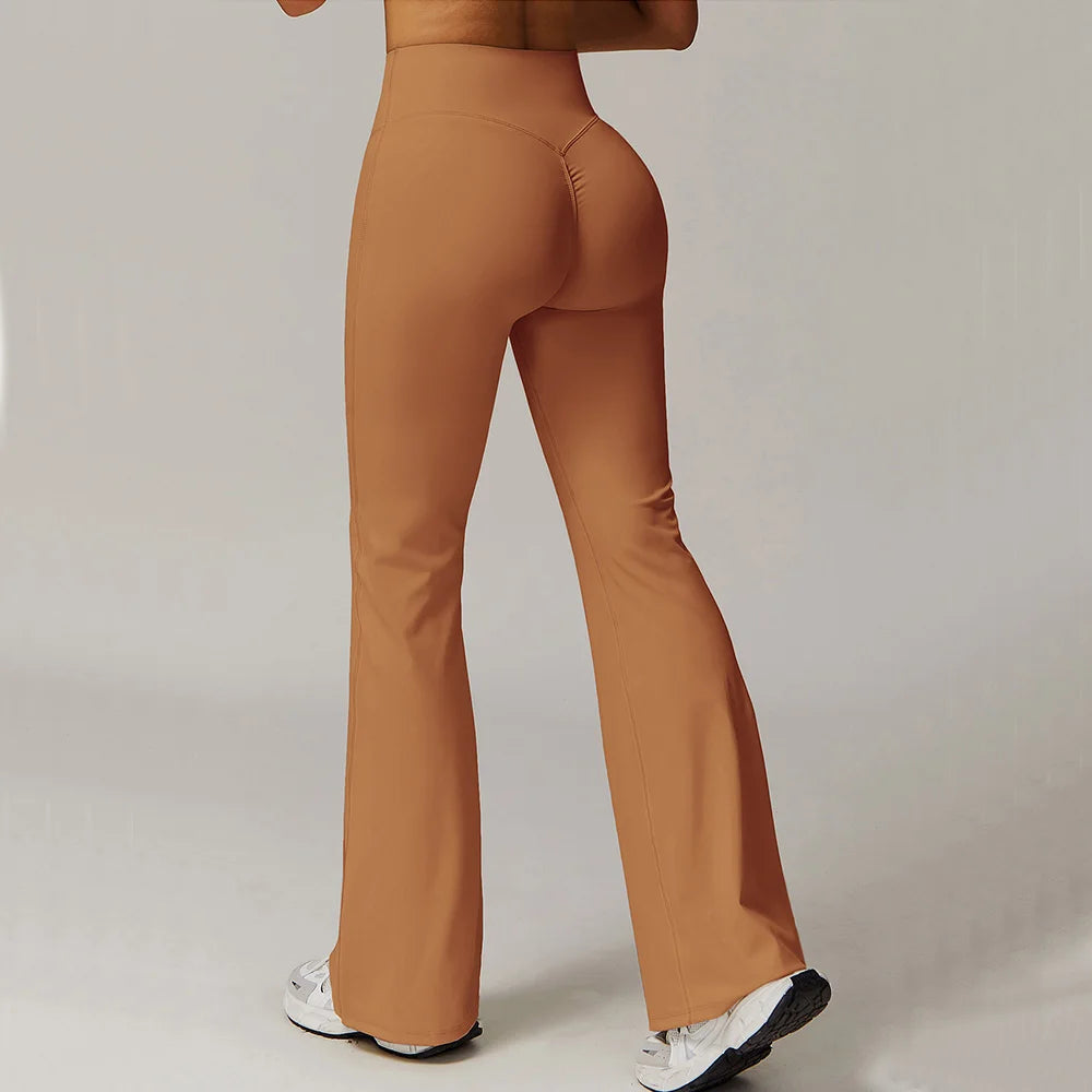 High Waist Wide Leg Pants Leggings Women Tights Fitness Bell-bottoms Yoga Elastic Leggings Push Up Gym Workout Flared Pants ATFH
