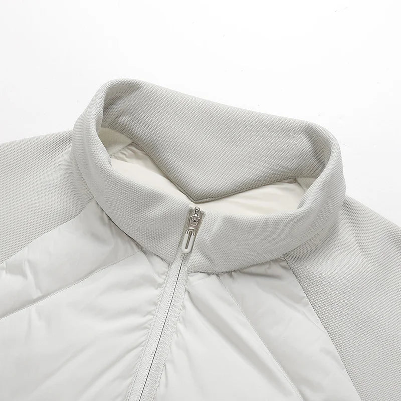 CHRLCK Men's Ultralight 90% Fill Down Jacket Winter Coat Windproof Warm Puffer Hiking Camping Trekking Outdoor Splicing