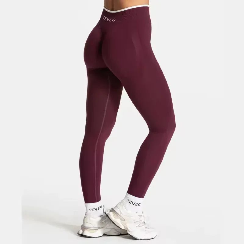 TEVEO High Waist Seamless Scrunch Leggings for Women Yoga Pants Hip Lifting Running Exercise Gym Ignite Sculpt Series ATFH
