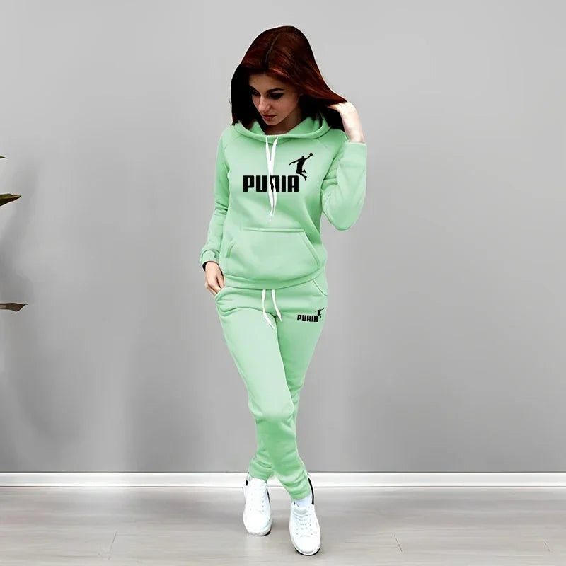 Autumn Winter Daily Casual Sporty Hoody Outfit Female Home Outdoor Comfort Sportswear Women's Jogger Set Hoodies and Sweatpants