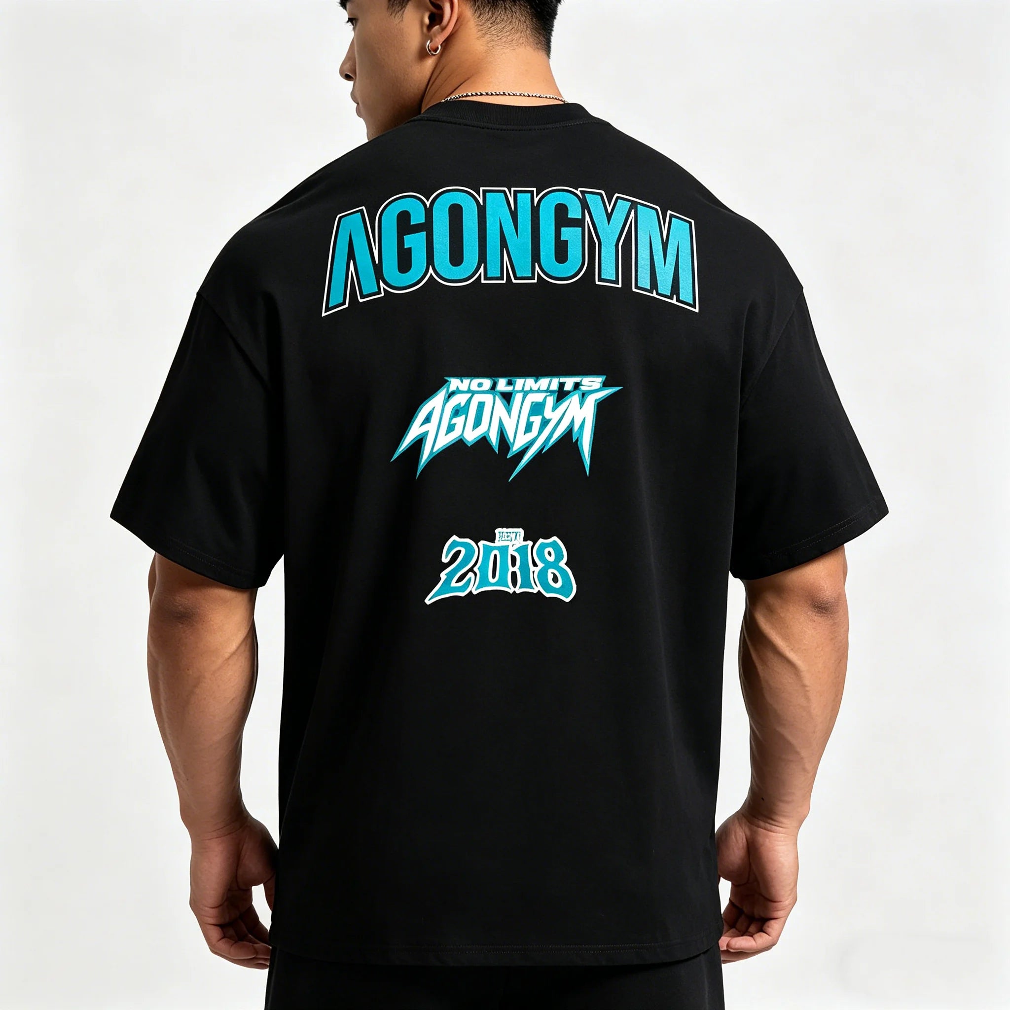 AGONGYM Oversized Loose Summer T-Shirts Short Sleeve Sport Shirts Gym Bodybuilding Fitness Mens Workout Casual Clothing
