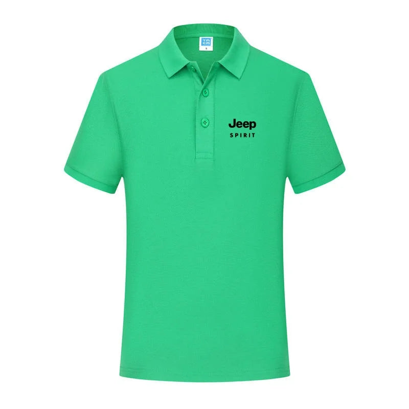 JEEP SPIRIT men's printed T-shirt summer cotton polo shirt casual sports collar short sleeved shirt