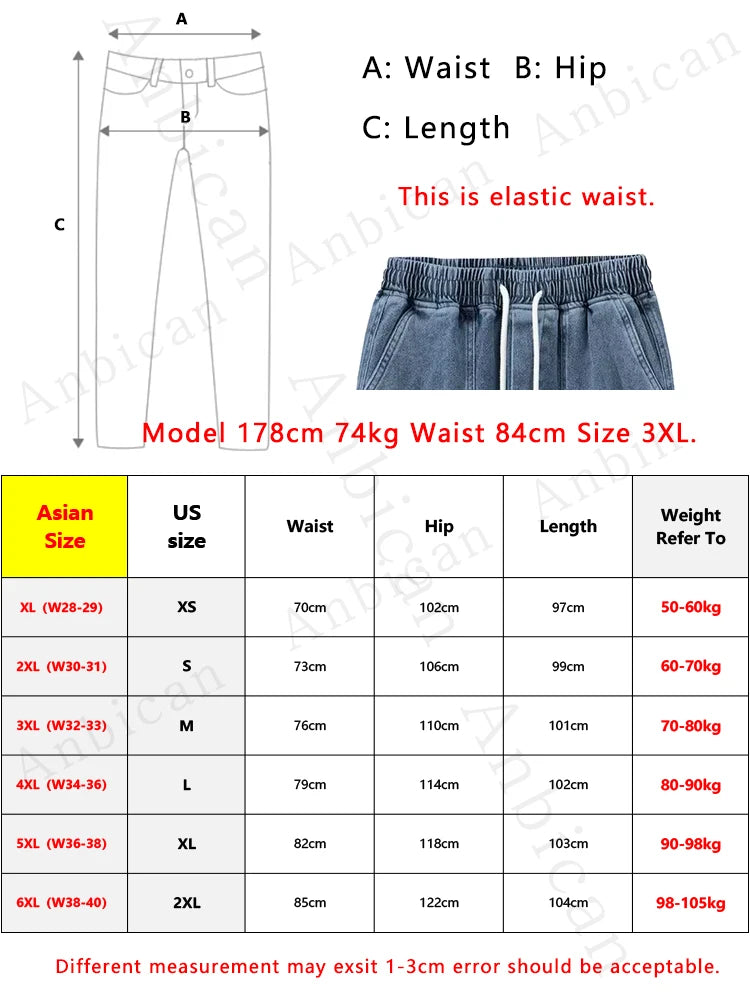 Spring Summer Men's Cargo Jeans Slight Stretch Cotton Denim Jogger Pants Black Blue Streetwear Baggy Jeans ATFH