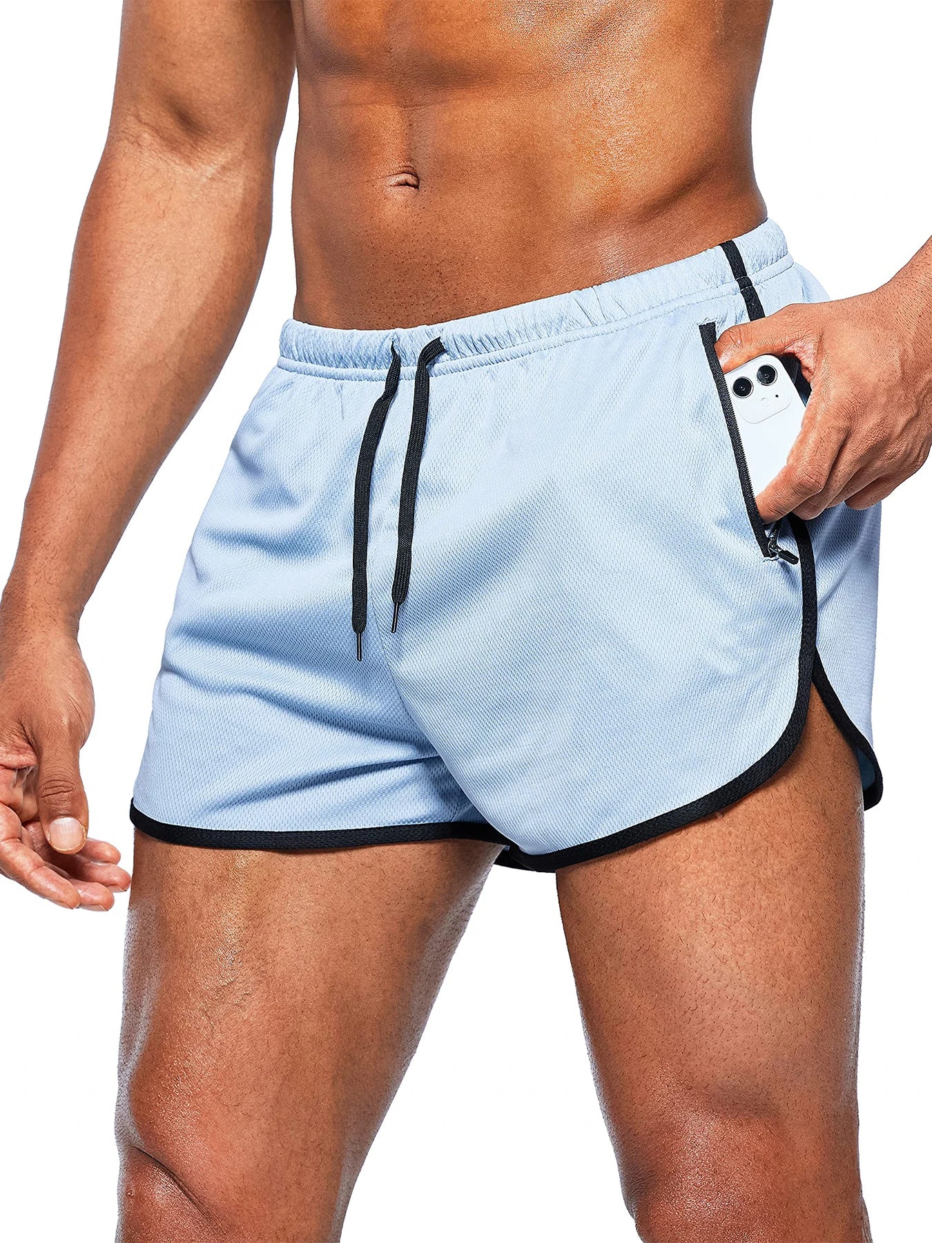 Men's new beach shorts running shorts 3-inch quick drying fitness running fashionable fitness shorts