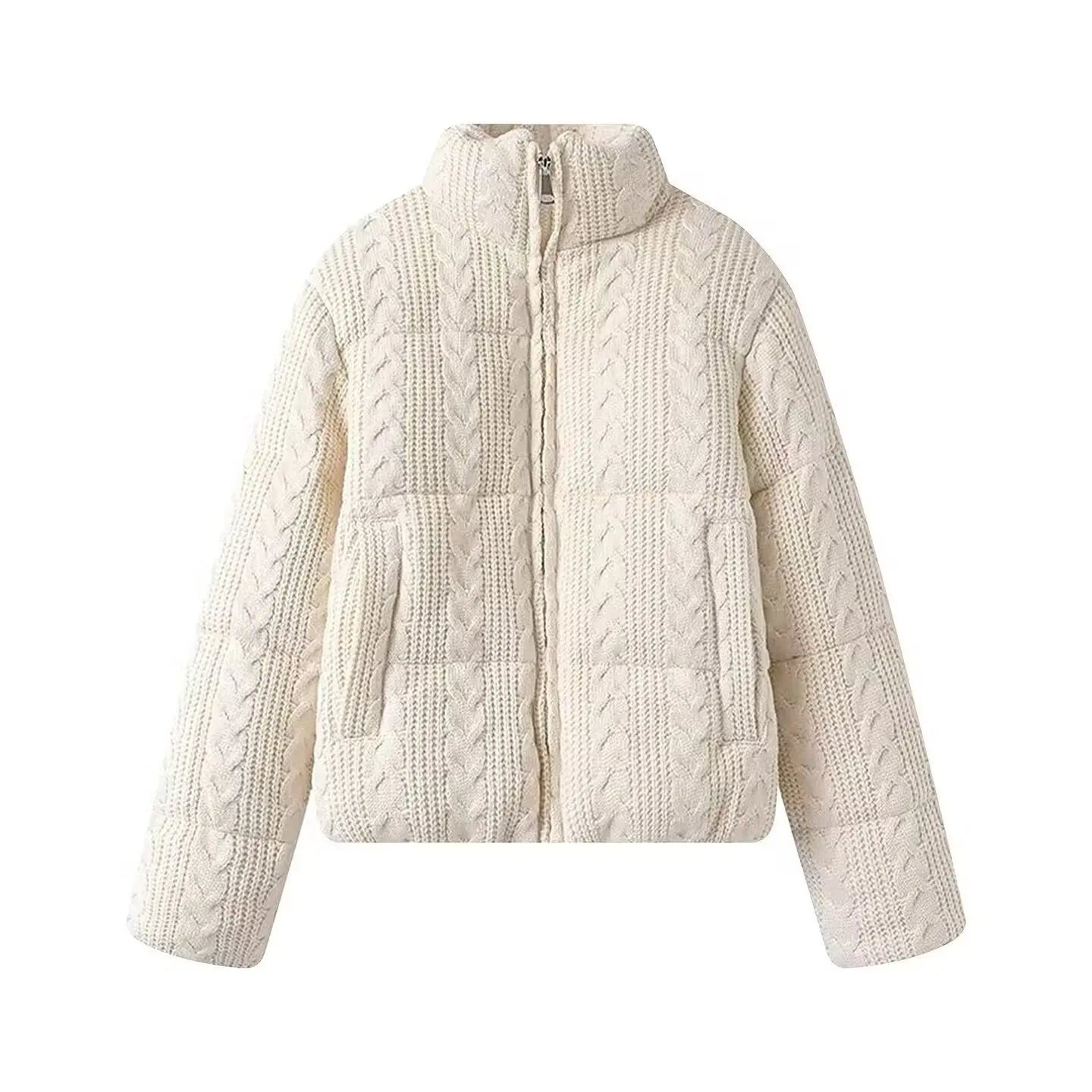 2026 New Autumn Winter Women's Fashion Jacket Elegant Eight-Strand Knitted Warm Thick Coat ATFH