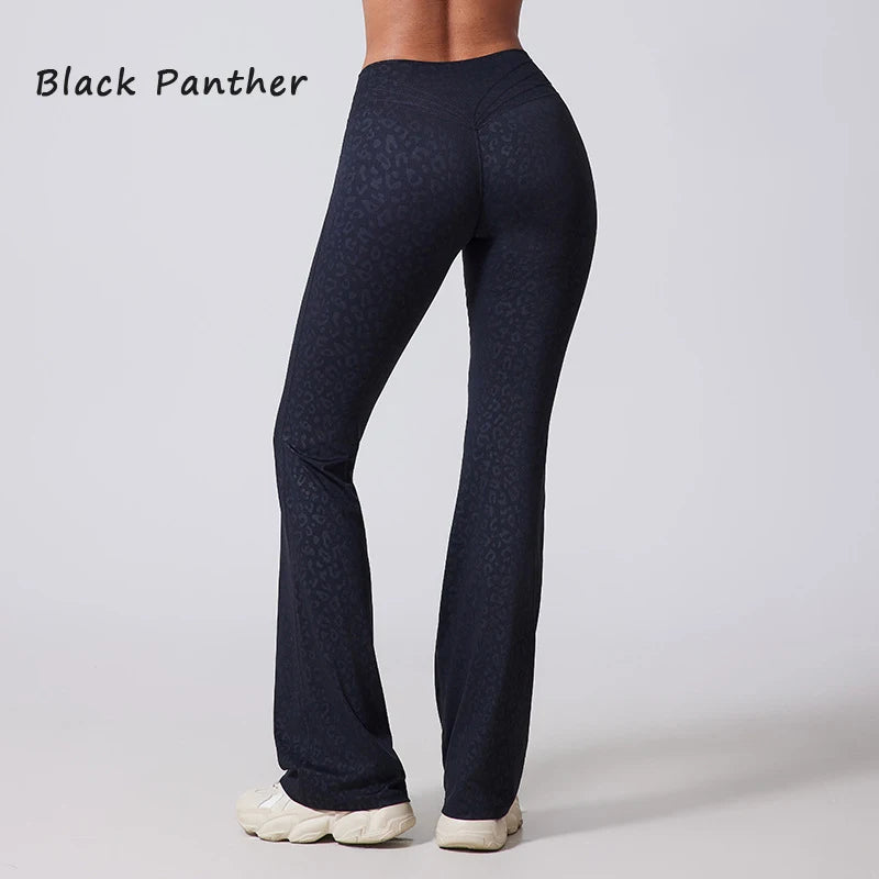 DIAS FIT JOY Women's Hip lifting flared pants high waisted yoga fitness pants sports micro flared yoga pants wide leg pants ATFH