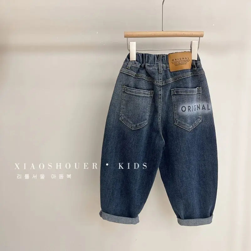 Spring Autumn Toddler Boys Denim Pants Cotton Animepattern Babys Boys Jeans Casual Loose Elastic Waist Trousers For Children Boy ATFH