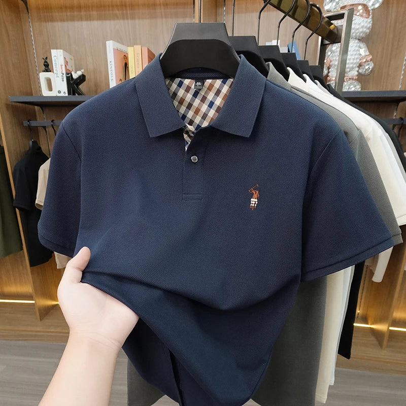 2026 New High End Men's Polo Top Summer Men's Style Fashionable and Comfortable Collar Breathable Top Trendy