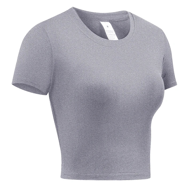 Women's Compression Shirt Short Sleeve Athletic Yoga Running T-Shirt Summer Gym Workout Quick Dry Stretchy Tees Tops Baselayer - ATFH