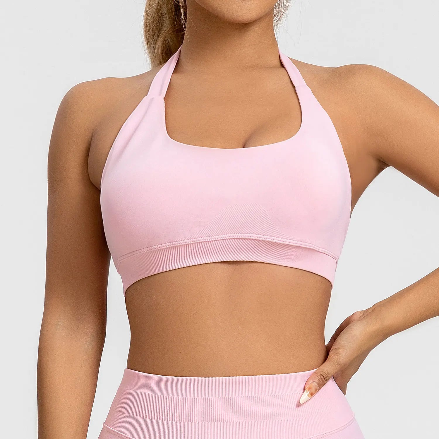 NCLAGEN Impact Sports Bra Women Seamless Halter Top High Support Push-up Open Back Gym wear Fitness Yoga Workout underwear - ATFH