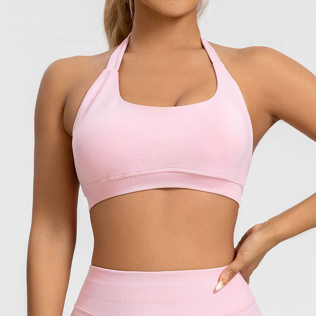 NCLAGEN Impact Sports Bra Women Seamless Halter Top High Support Push-up Open Back Gym wear Fitness Yoga Workout underwear - ATFH