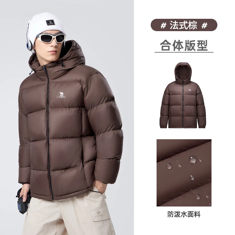 GOLDEN CAMEL Down Jacket Waterproof Men's Jackets 2024 White Duck Down Thickened Hooded Cold-proof Warm Men Winter Coats Camping