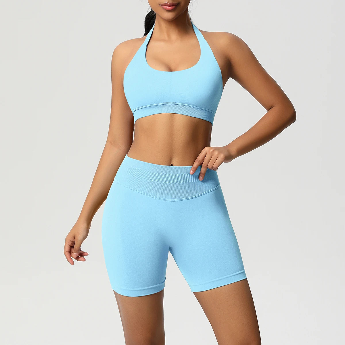 2PCS Sportswear Woman Sports Yoga Set Gym Clothes Yoga Suits For Women Tracksuits Sports Shorts Crossover Bra Gym Leggings - ATFH