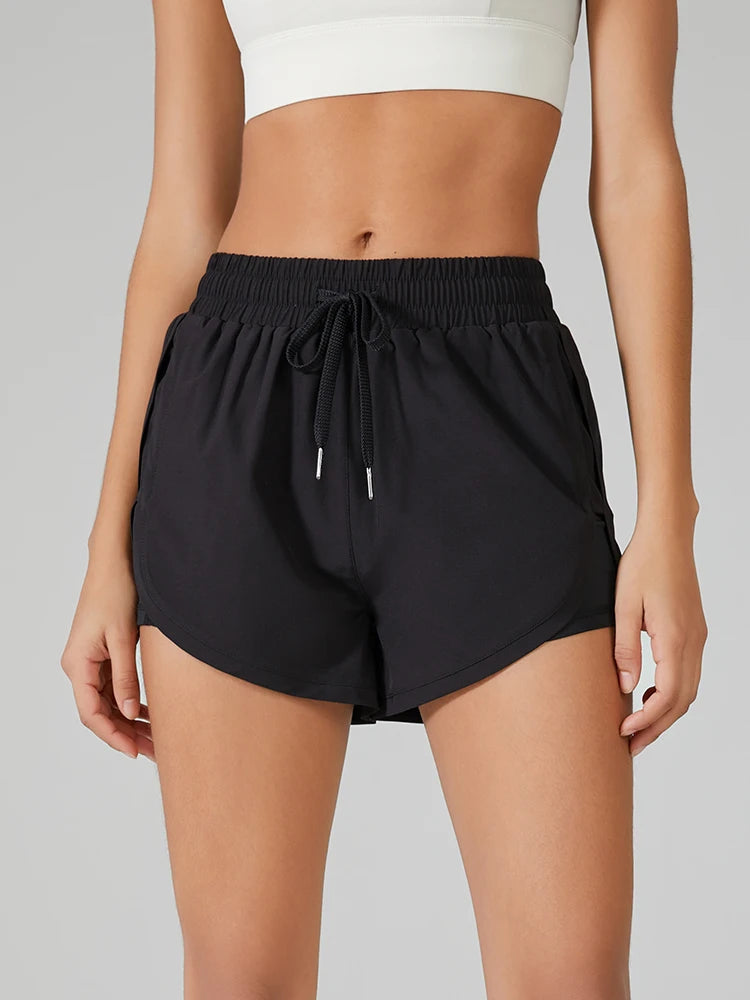Women's High Elastic Sports Shorts Loose Double Layer Inner Pocket Comfortable Summer Sports Jogging Fitness Leisure Yoga Shorts Tahsi Fashion House