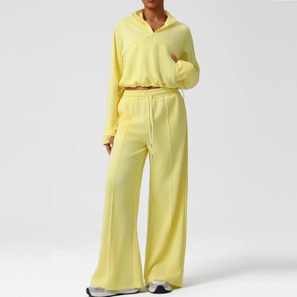 Autumn Winter Fashion Casual Sport Matching Set Women's Tracksuit Loose Long Sleeve Zipper Sweatshirt+trousers Suit Sportswear