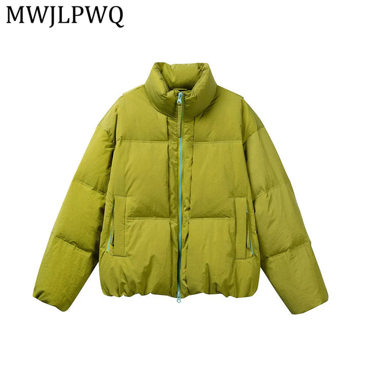 MWJLPWQ Stand Collar Down Jacket Men's Winter Thickened Trendy High Street Vibe Design Double Zipper Unisex Coat Tide 13671 ATFH